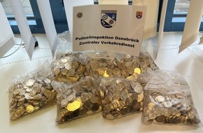 Polizeiinspektion Osnabr&uuml;ck: POL-OS: Hasbergen: Verkehrskontrolle auf der A30 - 3.400 gef&auml;lschte d&auml;nische M&uuml;nzen sichergestellt