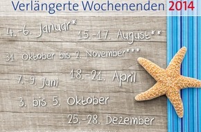 alltours flugreisen gmbh: Zehn auf einen Streich - 2014 ist das Jahr der Brückentage und verlängerten Wochenenden / So viel Arbeitnehmerfreundlichkeit gibt es erst wieder 2016 und 2025 (FOTO)
