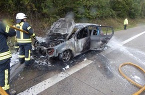 Verkehrsdirektion Koblenz: POL-VDKO: Vollbrand eines PKW auf der A3 bei Neustadt(Wied)