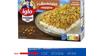 iglo Deutschland: Vorsorglicher Produktrückruf / iglo ruft vorsorglich eine Charge des Schlemmerfilet der Variante "Knusprig Kross" zurück