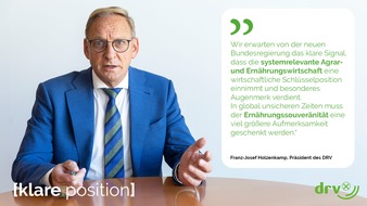 Deutscher Raiffeisenverband: Nach der Bundestagswahl: DRV fordert zügige Sondierungen und Koalitionsverhandlungen / Präsident Holzenkamp: "Deutschland braucht schnelle Richtungsentscheidungen"