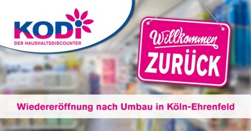 KODi Diskontläden GmbH: PRESSEMITTEILUNG: Aller guten Dinge sind drei - KODi feiert große Wiedereröffnung in Köln-Ehrenfeld!