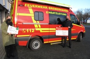 Feuerwehr Bremerhaven: FW Bremerhaven: Personal der Feuerwehr Bremerhaven spendet für das SOS-Kinderdorf Worpswede (FOTO)