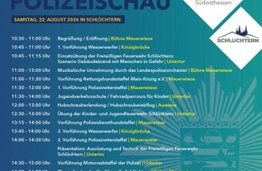 Polizeipr&auml;sidium Mittelhessen - Pressestelle: Mittelhessen: Veranstaltungshinweis des benachbarten Polizeipr&auml;sidiums S&uuml;dosthessen: Gro&szlig;e Polizeischau in Schl&uuml;chtern am 22.08.2026