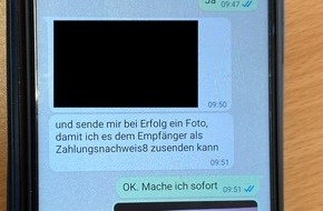 Kreispolizeibehörde Rhein-Kreis Neuss: POL-NE: Betrüger geben sich als Angehörige aus und fordern per WhatsApp Geld