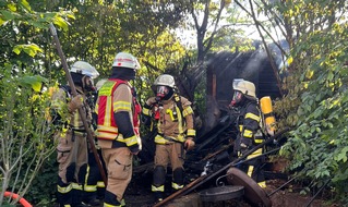 Freiwillige Feuerwehr Bad Honnef: FW Bad Honnef: Zwei Gartenlaubenbrände zeitgleich im Bad Honnefer Stadtgebiet