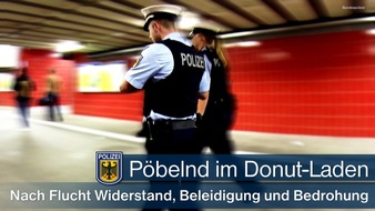 Bundespolizeidirektion München: Bundespolizeidirektion München: Gefährliche Körperverletzung und Widerstand - Aggressive Pöbeleien in Kaffee- und Donut-Laden