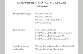 M.M.Warburg & CO (AG & Co.) Kommanditgesellschaft auf Aktien: Warburg Gruppe vereint Tochterbanken und gewinnt an Stärke