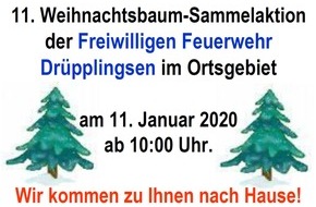 Feuerwehr Iserlohn: FW-MK: 11. Weihnachtsbaum-Sammelaktion in Drüpplingsen