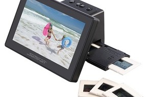 PEARL GmbH: Negative und Dias direkt auf der Speicherkarte sichern: Somikon Stand-Alone-Dia- & Negativscanner SD-1100, 17,8 cm/7"-IPS-Display, 25 MP, HDMI