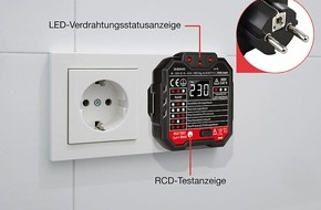 PEARL GmbH: revolt Steckdosentester mit LCD-Display, RCD-Test, LED-Anzeige, 48-250 Volt: Steckdosen schnell und unkompliziert überprüfen