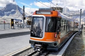 Matterhorn Gotthard Bahn / Gornergrat Bahn / BVZ Gruppe: Der POLARIS ist am Gornergrat angekommen – schnell und komfortabel mit dem besten Blick auf das Matterhorn