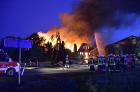 Polizeiinspektion Stade: POL-STD: Großfeuer richtet Schaden in Millionenhöhe an - keine Personen oder Tiere verletzt