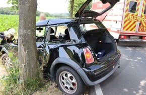 Kreispolizeibehörde Herford: POL-HF: Ausweichmanöver endet vorm Baum- Beteiligte fährt weiter