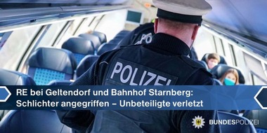 Bundespolizeidirektion München: Bundespolizeidirektion München: Körperverletzungsdelikte in Geltendorf und Starnberg: Schlichter angegriffen - Ausraster nach Spielverlusten - Unbeteiligte verletzt