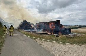 Polizeidirektion Koblenz: POL-PDKO: Mehrere F&auml;lle der Brandstiftung - Brand von 200 Heuballen