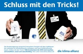 Klima-Allianz Deutschland: Kampagnenstart der Klima-Allianz: "Schluss mit den Tricks! Die Energiewende ist machbar!" (mit Bild)