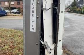 Polizei Coesfeld: POL-COE: D&uuml;lmen, Hoher Heckenweg/Zigarettenautomat aufgesprengt