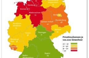 CRIF GmbH: Neue Bürgel Studie: Schuldenbarometer 1. Quartal 2009 / Weiterhin rückläufige Privatinsolvenzen, aber große regionale Unterschiede