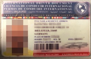 Polizei Bielefeld: POL-BI: Täuschung missglückt - Phantasie-Führerschein beschlagnahmt
