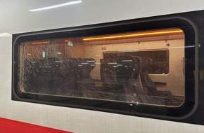 Bundespolizeidirektion Sankt Augustin: BPOL NRW: Steine auf ICE geworfen - Bundespolizei ermittelt wegen gefährlichen Eingriffs in den Bahnverkehr
