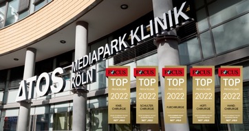 ATOS Gruppe GmbH & Co. KG: Kölner ATOS MediaPark Klinik erhält fünf Auszeichnungen für 2022