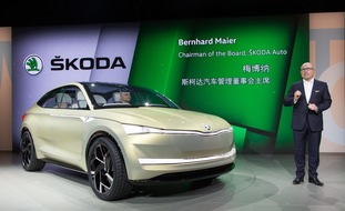 Skoda Auto Deutschland GmbH: SKODA blickt in die Zukunft: SKODA Studie VISION E feiert Weltpremiere auf der Volkswagen Group Night in Shanghai