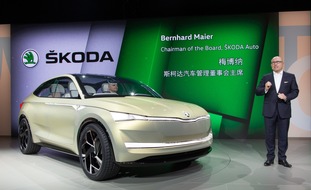 Skoda Auto Deutschland GmbH: SKODA blickt in die Zukunft: SKODA Studie VISION E feiert Weltpremiere auf der Volkswagen Group Night in Shanghai (FOTO)