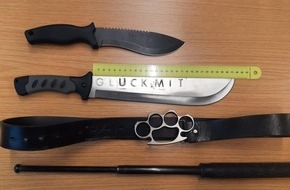 Bundespolizeiinspektion Flensburg: BPOL-FL: Handewitt - Machete, Messer, Schlagring und Schlagstock sichergestellt