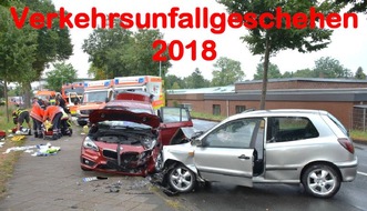 Polizeiinspektion Stade: POL-STD: Verkehrsunfallstatistik 2018 im Landkreis Stade - Gesamtzahl der Unfälle und Verletzten leicht gestiegen -