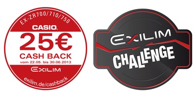 CASIO Europe GmbH: Im Sommer gibt's Cash Back und Urlaubsgeld! / Mitmachen, 25 Euro Cash Back erhalten und bei der Exilim Challenge 3 x 2.000 Euro gewinnen (BILD)