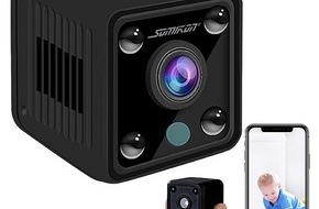 PEARL GmbH: Somikon Akku-Micro-IP-Kamera DV-715.cube, HD 720p, 120° Weitwinkel, Nachtsicht, WLAN: Sicherheit durch Überwachung und Push-Nachrichten