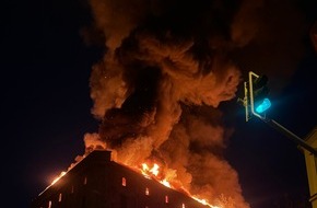Feuerwehr Dresden: FW Dresden: erneuter Großbrand in einer leerstehenden Industriebrache - Warnung vor Rauchentwicklung