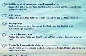 Polizeipräsidium Frankfurt am Main: POL-F: 220707 - 0719 Frankfurt: Juli 2022: "Sicher in den Urlaub" - Die Polizei gegen Wohnungseinbruchdiebstahl