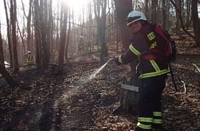Feuerwehr Plettenberg: FW-PL: OT-Lettmecke. FOLGEMELDUNG. Rund 2000 Quadratmeter Waldboden gerieten in Steilhang in Brand.
