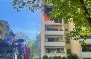 Freiwillige Feuerwehr Bad Honnef: FW Bad Honnef: Massiver Balkon- und Zimmerbrand ruft 80 Einsatzkräfte auf den Plan