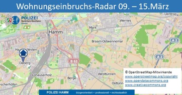 Polizeipräsidium Hamm: POL-HAM: Wohnungseinbruchs-Radar Hamm 09. bis 15. März