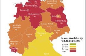 CRIF GmbH: Privatinsolvenzen steigen im gesamten Bundesgebiet - Bürgel rechnet im laufenden Jahr mit 140.000 Fällen (mit Bild)