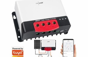 PEARL GmbH: revolt MPPT-Solarladeregler MPPT-90.app für 12/24 V, bis 20 A / 520 W, Bluetooth und App: Unkompliziert die Speicherbatterie per Sonnenenergie aufladen