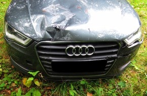 Polizeipräsidium Mittelhessen - Pressestelle Wetterau: POL-WE: Ranstadt: Polizei beschlagnahmt stark beschädigten Audi / Ermittler vermuten Unfallflucht