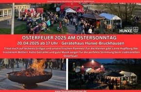 Freiwillige Feuerwehr Hünxe: FW Hünxe: Osterfeuer der Einheit Bruckhausen am 20. April 2025
