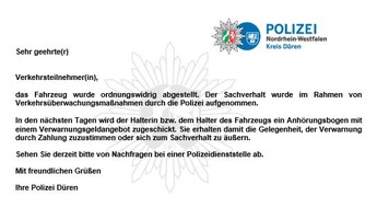 Polizei Düren: POL-DN: Kein Aprilscherz - der Scheibenwischerbeleg