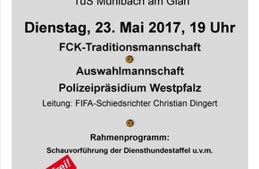 Polizeipräsidium Westpfalz: POL-PPWP: Benefizspiel - Polizisten kicken gegen FCK-Oldies