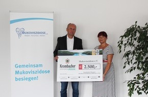 Mukoviszidose e.V.: Pressemitteilung: 2.500 Euro Spende für den Mukoviszidose e.V. - Brauerei Krombacher unterstützt den Verein im Rahmen der Jahresspendenaktion
