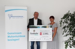 Mukoviszidose e.V.: Pressemitteilung: 2.500 Euro Spende für den Mukoviszidose e.V. - Brauerei Krombacher unterstützt den Verein im Rahmen der Jahresspendenaktion