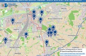 Polizeipräsidium Hamm: POL-HAM: Wohnungseinbruchs-Radar vom 25.11. bis 01.12.2019