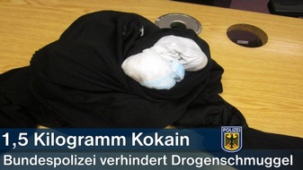 Bundespolizeidirektion Flughafen Frankfurt am Main: BPOLD FRA: Schmuggel von 1,5 Kilogramm Kokain durch Bundespolizei verhindert