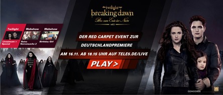 TELE 5: Die Twilight-Stars live und hautnah auf youtube.com/tele5 und tele5.de/live (BILD)