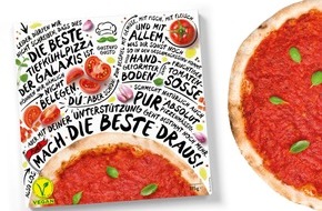 Gustavo Gusto GmbH & Co. KG: Ein Novum in der Tiefkühltruhe / Gustavo Gusto bringt erste vegane Tiefkühlpizza zum selbst Belegen / Die 'Pura' besteht "nur" aus dem auf Lavastein vorgebackenen Boden und der hauseigenen Tomatensoße