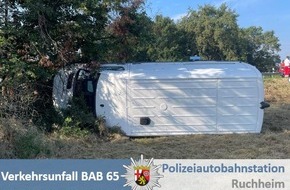 Polizeidirektion Neustadt/Weinstraße: POL-PDNW: Polizeiautobahnstation Ruchheim: Sekundenschlaf und Einfluss von THC führt zu Verkehrsunfall auf der BAB 65